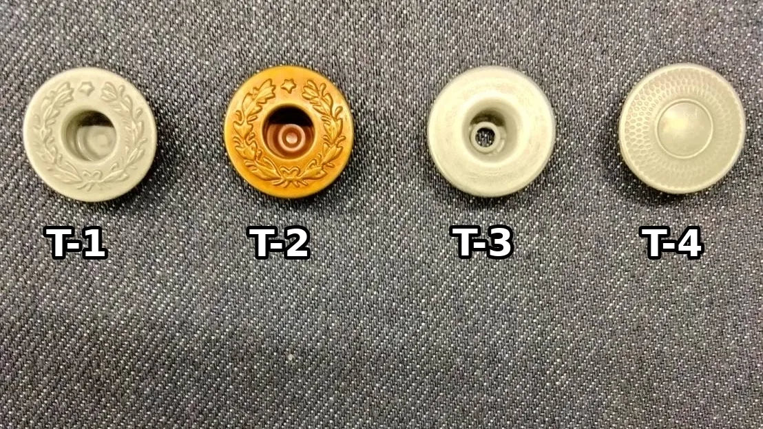 Top button types T-1–T-4